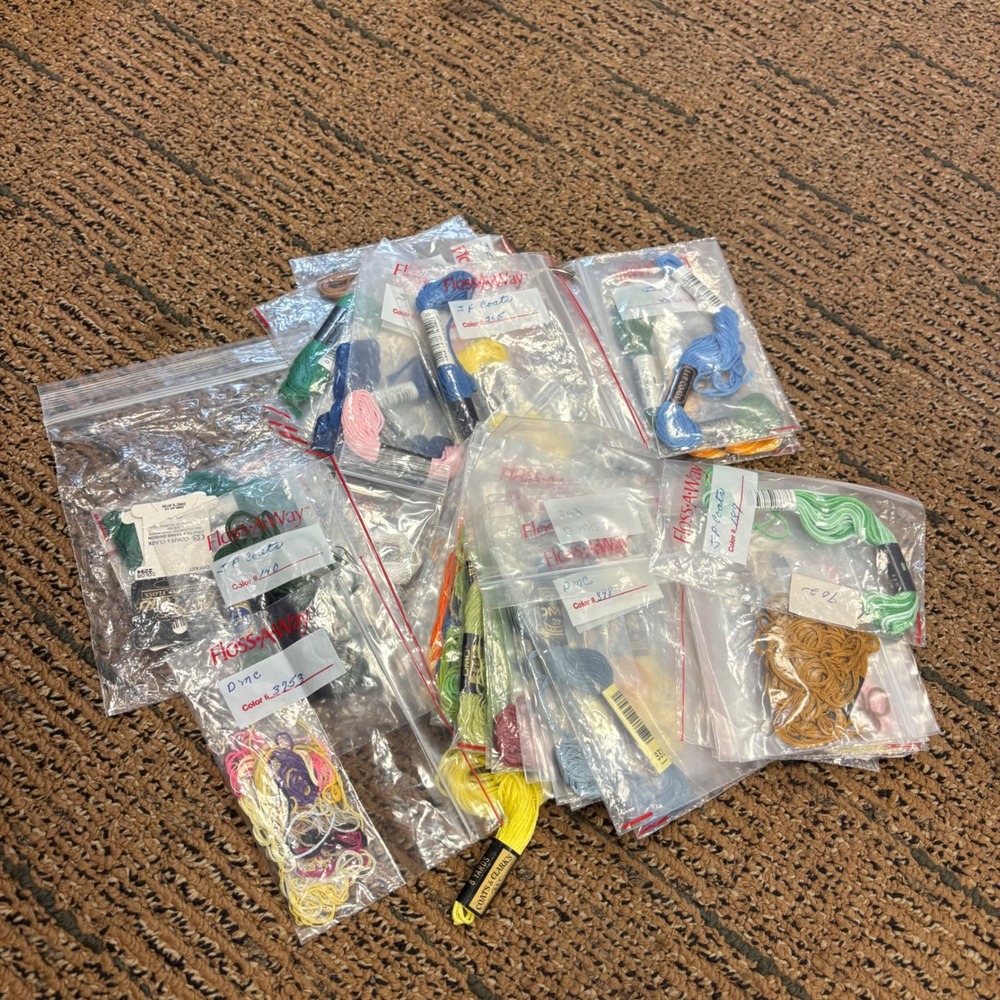 Mixed Lot Embroidery Floss DMC J&P Coats Assorted Colors Floss-A-Way Bags